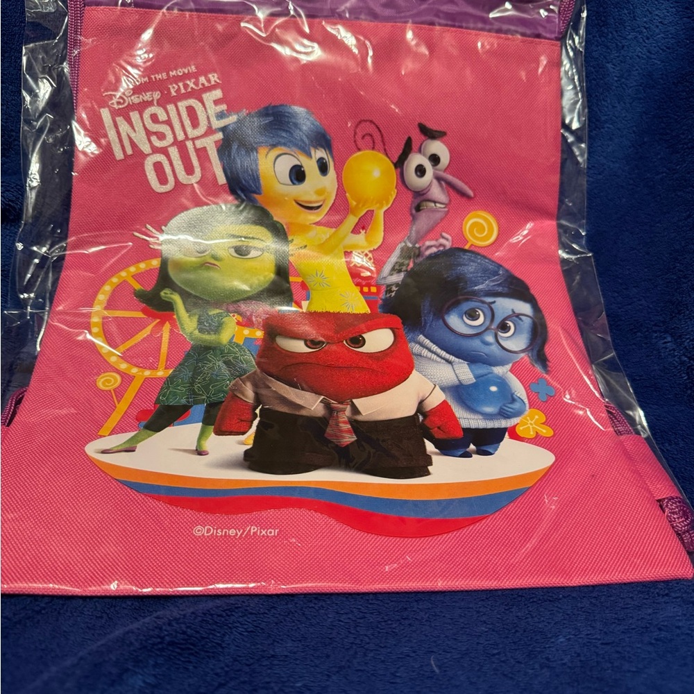 Disney Pixar Inside Out Pink Drawstring Backpack